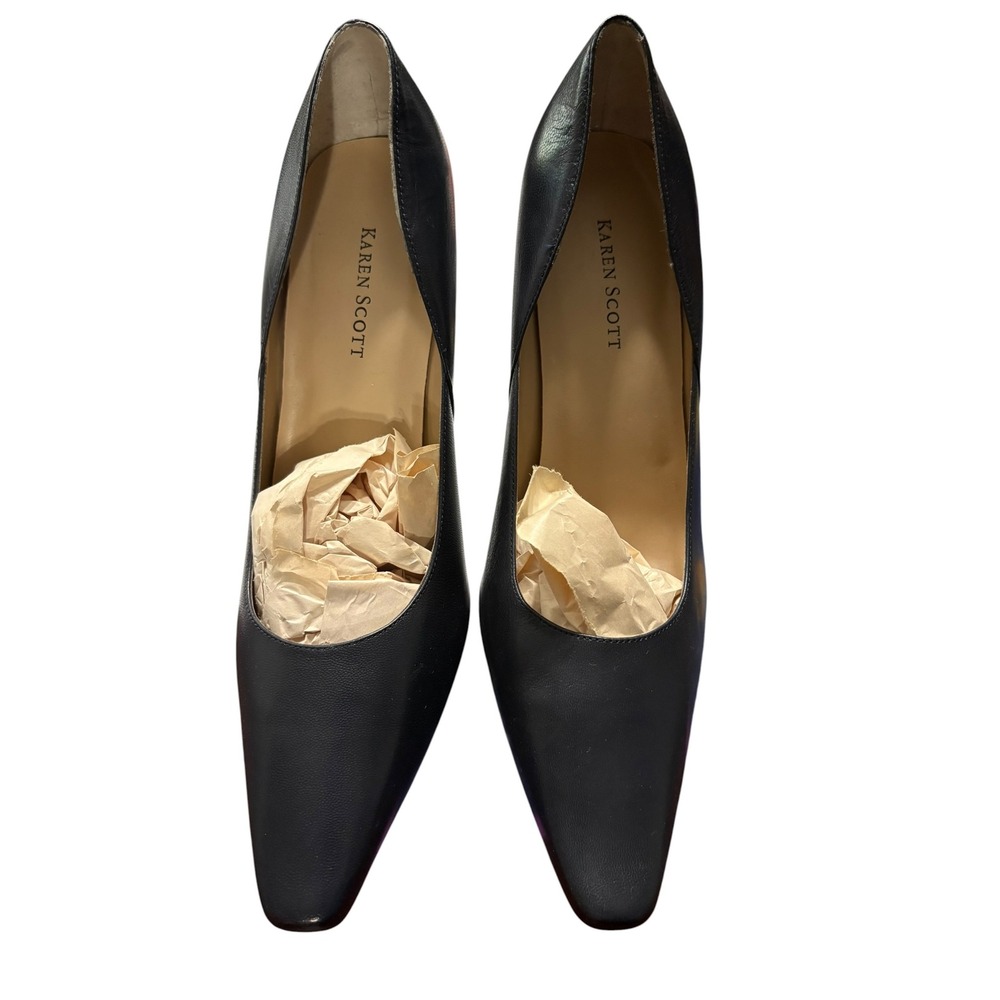 Karen Scott Womens Navy Blue Pointed Toe Stiletto Dress Pumps Size 9.5W